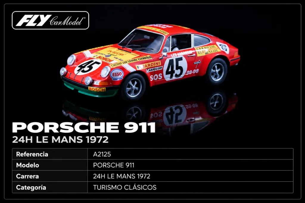 Ficha original Porsche 911 A2125, 24H Le Mans 1972, dorsal 45